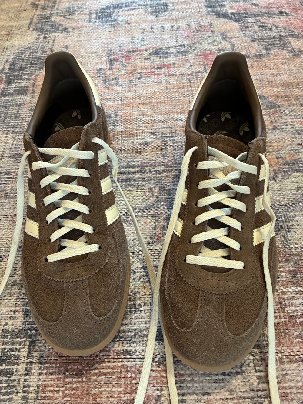 Adidas Spezial: Brown Suede Sneakers with Cream Stripes
